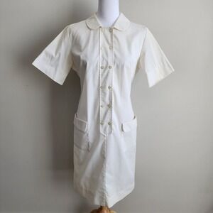 White Sister Nurse Uniform Dress Womens Large White 60s Mod Action Back Canada *